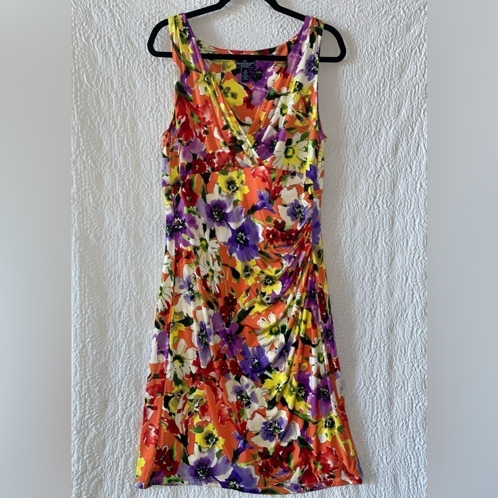 American Living Floral Print Ruched Surplice Sheath Dress